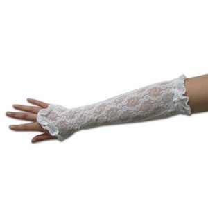 Lace long fingerless gloves sleeve with ruffles
